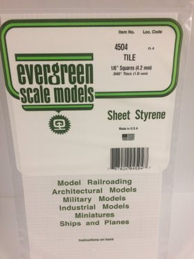 Evergreen 4504 Tile, .167" (4.2mm) Squares x .040 Thick (1 Piece) - House of Trains