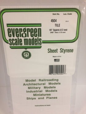 Evergreen 4504 Tile, .167" (4.2mm) Squares x .040 Thick (1 Piece) - House of Trains