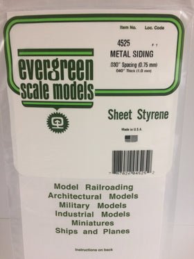 Evergreen 4525 Metal Siding, .030" Spacing x .040 Thick (1 Piece) - House of Trains