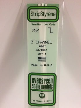 Evergreen 752 Angle, .080", 2.0 mm, 4 Pieces - House of Trains