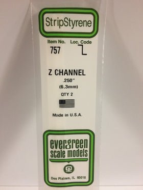 Evergreen 757 Angle, .250", 6.3 mm, 2 Pieces - House of Trains