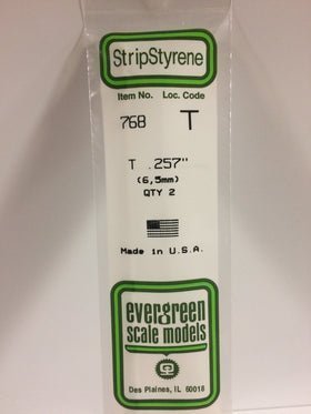 Evergreen 768 T Section, .257", 6.5 mm, 2 Pieces - House of Trains