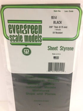 Evergreen 9514, Black, UV Resistant, .030 (0.75mm) Thick (2 Pieces) - House of Trains
