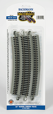 Bachmann 44519 HO Nickel Silver E-Z Track 26" Radius Curve, 18 Degrees (5 Pieces, 1/4 Circle)