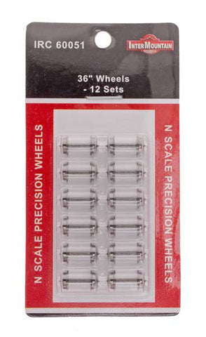 Intermountain 60051 N Metal Wheelsets, 36" Wheels, 12 Sets - House of Trains