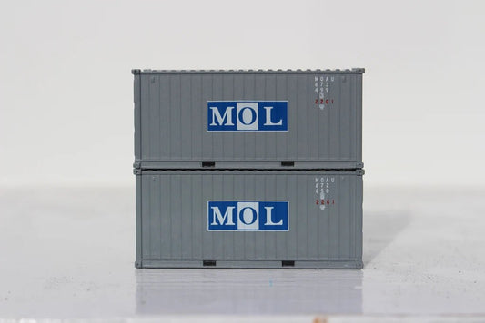 Jacksonville Terminal Company 205351 N, 20' Standard Height Container, MOL, 2 Pack - House of Trains