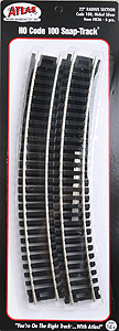 Atlas 836 HO, Code 100, 22" Radius Curve, 22.5 Degree, 6 Pieces