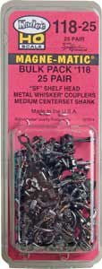 Kadee 118 - 25 HO Whisker Shelf Coupler, 19/64" (medium) Centerset Shank - House of Trains