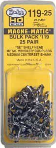 Kadee 119 - 25 HO Whisker Shelf Coupler, 19/64" (medium) Centerset Shank - House of Trains