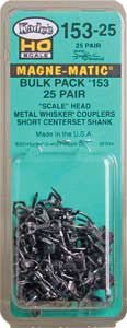 Kadee 153 - 25 HO Scale Whisker Coupler, 1/4" (short) Centerset Shank - House of Trains