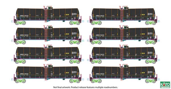 Kato 106-4801 N, Greenbrier Tank Car, 8 Car Set, GBRX Set A - House of Trains