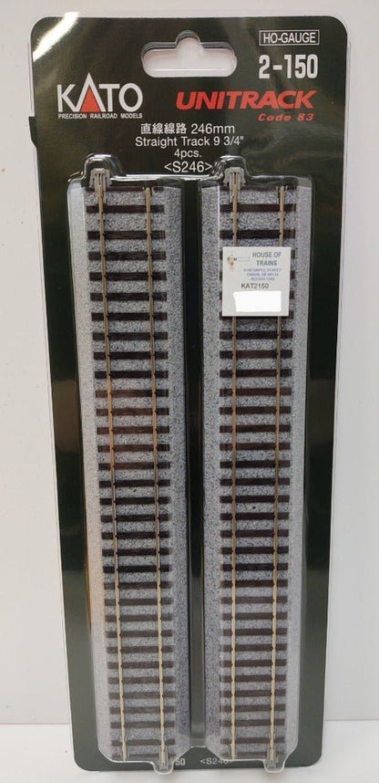 Kato 2 - 150 HO Unitrack Straight, 9 - 3/4", 246mm, 4 per Package - House of Trains