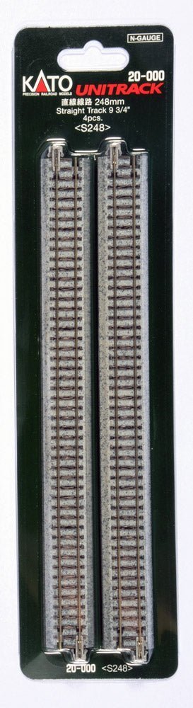 Kato 20 - 000 N Unitrack 9 - 3/4" (248mm) Straight (4 Pieces) - House of Trains