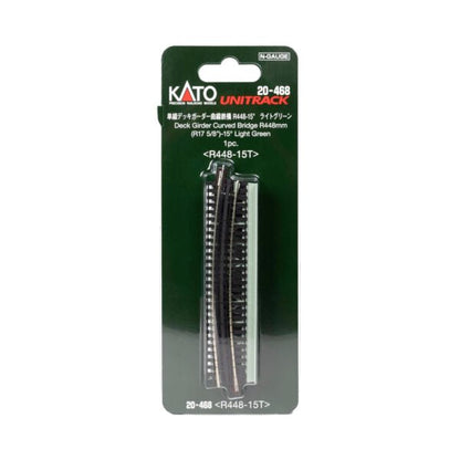 Kato 20-468 N, Unitrack, Deck Girder Curved Bridge, 17.6" Radius, R448, 15 Degree, Light Green - House of Trains