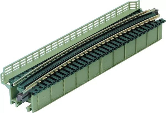 Kato 20-473 N, Unitrack, Deck Girder Curved Bridge, 19" Radius, R481, 15 Degree Curve, Light Green - House of Trains