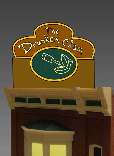 Light Works USA 88 - 0801 Drunken Clam, Rooftop Billboard Animated Neon Sign - House of Trains