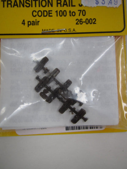 Micro Engineering 26 - 002 HO scale Transition Rail Joiners Code 100 to 70 (4 pair) - House of Trains
