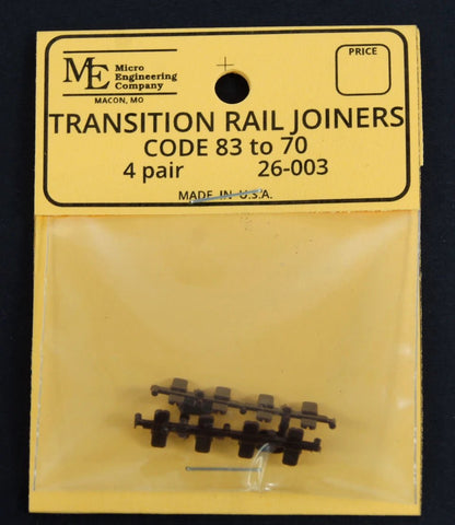 Micro Engineering 26 - 003 HO. Transition Rail Joiners Code 83 to 70, 4 pair - House of Trains