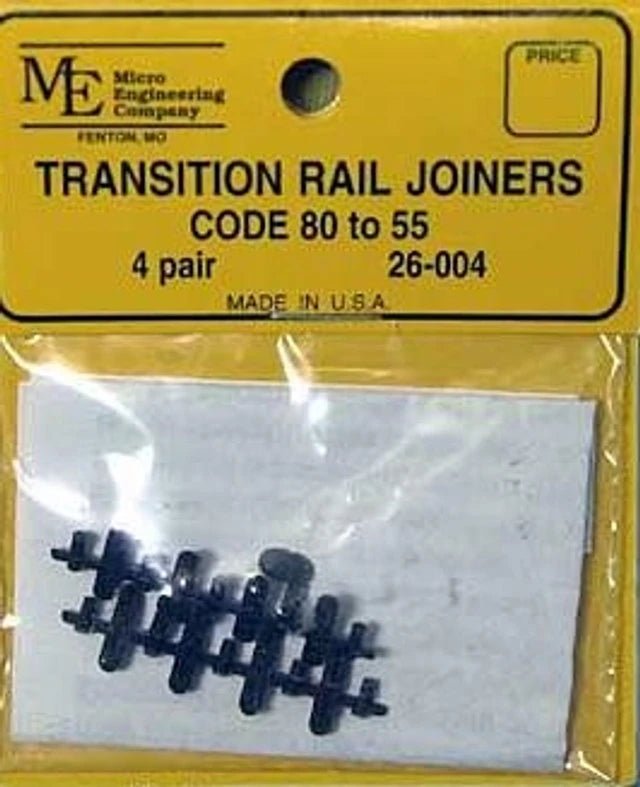 Micro Engineering 26 - 004 N scale Transition Rail Joiners Code 80 to 55 (4 pair) - House of Trains