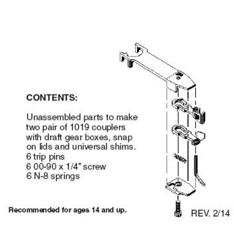 Micro Trains 001 02 008 N (1019) Unassembled Truck Body Mount Coupler and Draft Gear Box - House of Trains