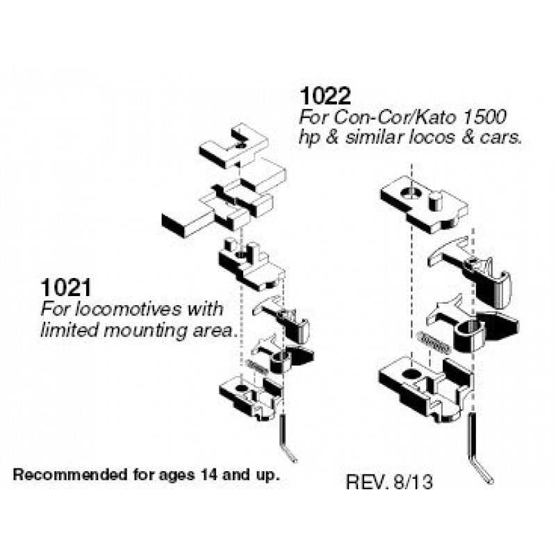 Micro Trains 001 02 021 (1021/1022) N Unassembled Low, Short Profile Body Mount Couplers - House of Trains