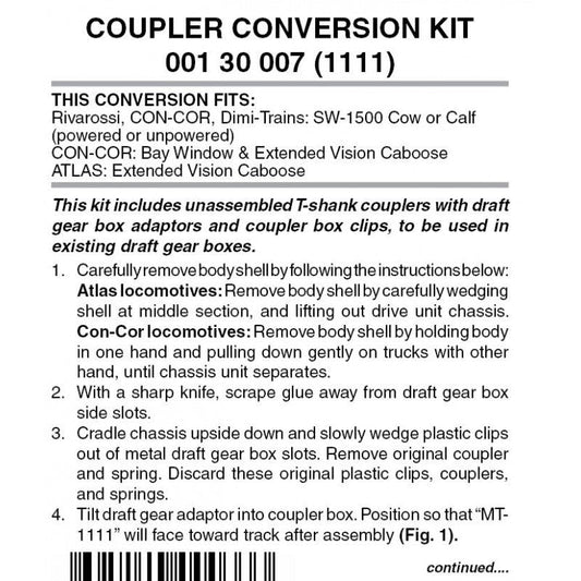 Micro Trains 001 30 007 (1111) N Coupler Conversion Kit, SW 1500, Extended Vision Caboose, Black - House of Trains