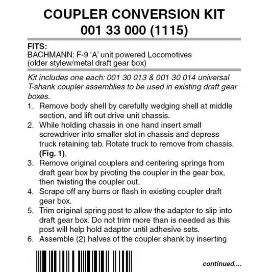 Micro Trains 001 33 000 (1115) N Unassembled Coupler Conversion Kit, Bachmann EMD F - 9 A Unit - House of Trains
