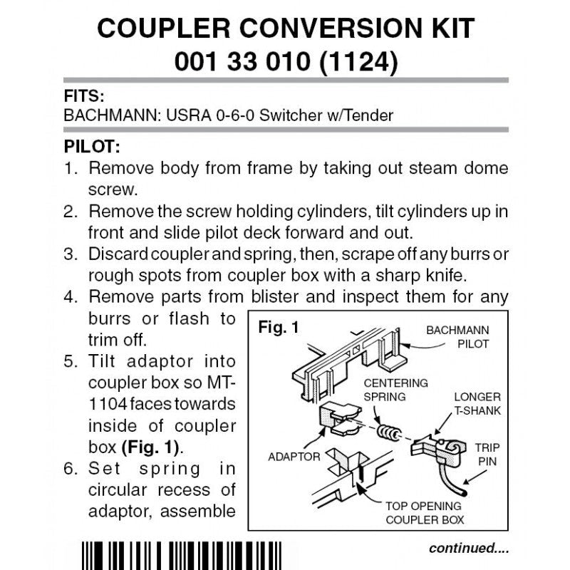 Micro Trains 001 33 010 (1124) N Coupler Conversion Kit, Bachmann USRA 0 - 6 - 0 Switcher with Tender - House of Trains
