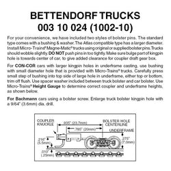 Micro Trains 003 10 024 N 10 Pair Bettendorf Trucks w/Long Extension - House of Trains