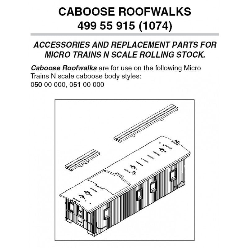 Micro - Trains 499 55 915 (1074) N Caboose Roofwalks, Brown (12 pieces) - House of Trains