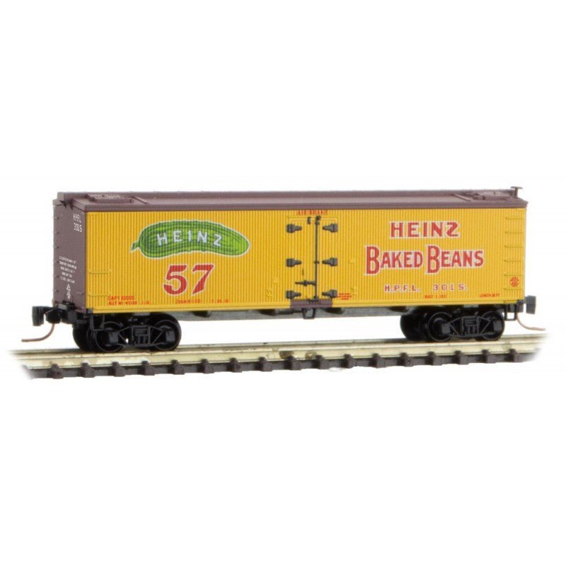 Micro - Trains 518 00 680 Z Scale 40' Wood Reefer, Heinz Yellow Series Car 6, H.P.F.L., 3015 - House of Trains