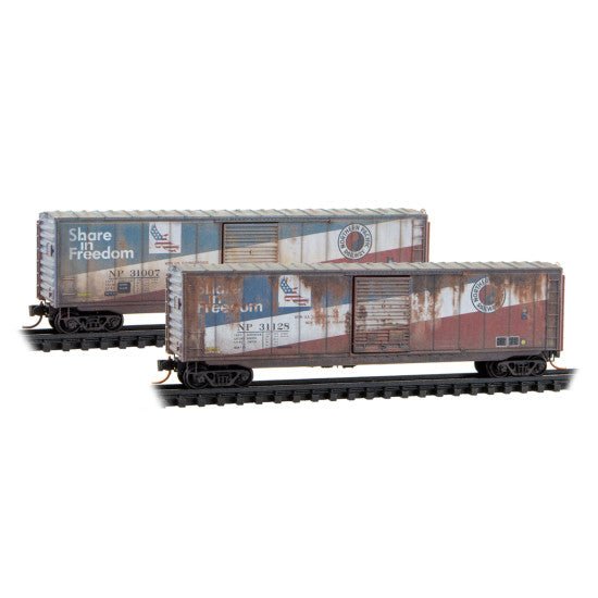 Micro-Trains 983 105 109 N, Weathered, 50' Box Car, 2 pack, NP - House of Trains