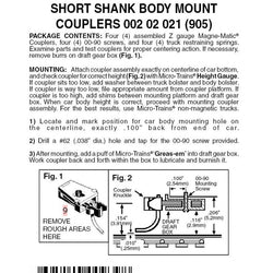 Micro - Trains Line 002 02 021 (905) Z and Nn3 Short Shank Body Mount Couplers, Assembled - House of Trains