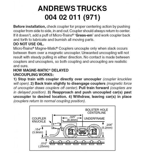 Micro - Trains Line 004 02 011 (971) Z and Nn3, Andrews Trucks, Magne - Matic Coupler, Assembled - House of Trains