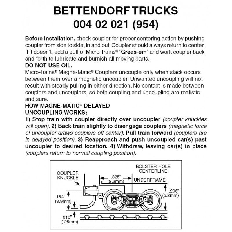 Micro-Trains Line 004 02 021 (954) Z and Nn3, Bettendorf Trucks, Magne-Matic Coupler, Assembled - House of Trains