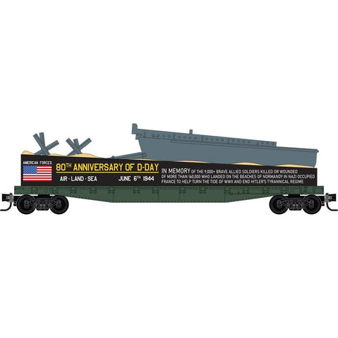 Micro - Trains Line 045 00 780 N, 50' Flat Car, D - Day Anniversary, American Forces - House of Trains