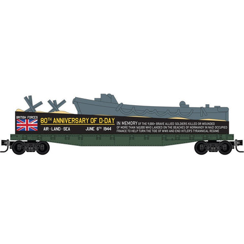 Micro - Trains Line 045 00 781 N, 50' Flat Car, D - Day Anniversary, British Forces - House of Trains