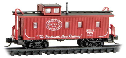 Micro-Trains Line 051 00 061 N, 34' Wood Sheathed Caboose, Straight Cupola, Spokane Portland and Seattle, SPS, 725 - House of Trains