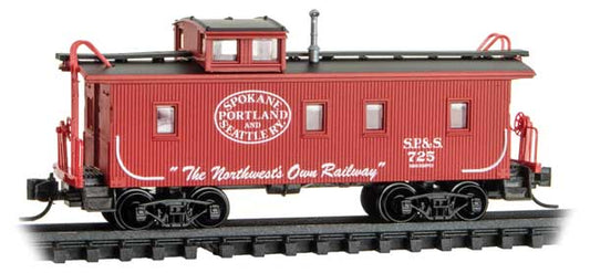 Micro - Trains Line 051 00 061 N, 34' Wood Sheathed Caboose, Straight Cupola, Spokane Portland and Seattle, SPS, 725 - House of Trains
