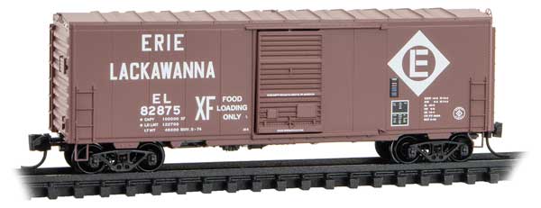 Micro - Trains Line 073 00 610 N, 40' Standard Box Car, Single Door, Tail End and Short Side Ladders, Without Roofwalk, Erie Lackawanna, EL, 82875 - House of Trains