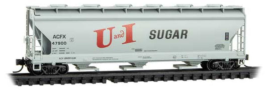 Micro - Trains Line 093 00 200 N, 3 - Bay Covered Hopper, Round Hatches, Utah - Idaho Sugar Company, ACFX, 47900 - House of Trains