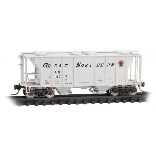 Micro - Trains Line 095 00 012 N PS - 2 2003cf, 2 - Bay Covered Hopper, Great Northern, GN, 71477 - House of Trains