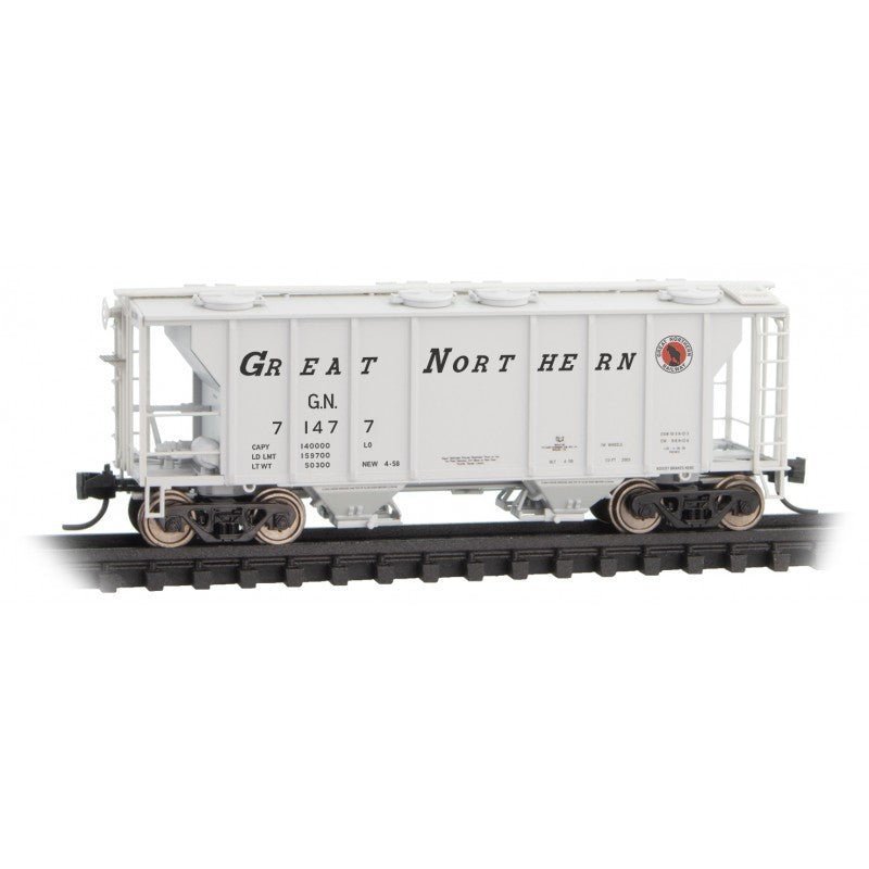 Micro - Trains Line 095 00 012 N PS - 2 2003cf, 2 - Bay Covered Hopper, Great Northern, GN, 71477 - House of Trains