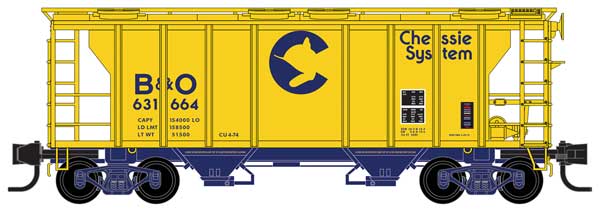 Micro - Trains Line 095 00 090 N PS - 2 2 - Bay Covered Hopper, Chessie System, BO, 631664 - House of Trains