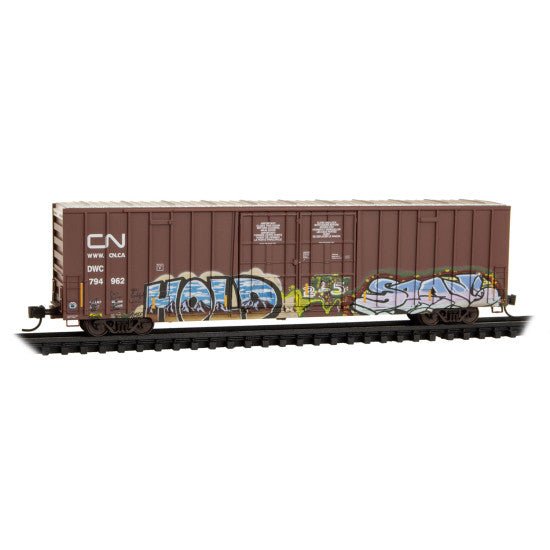 Micro - Trains Line 123 44 160 N, 60' Box Car, Weathered, Graffiti, DWC 794962 - House of Trains