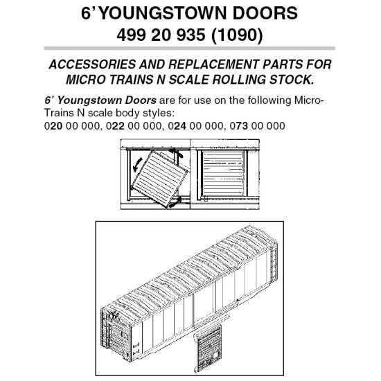 Micro-Trains Line 499 20 935 (1090) N 6' Yourngstown Doors - House of Trains