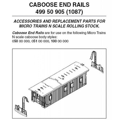 Micro - Trains Line 499 50 905 (1087) N Caboose End Rails, Black, 12 pieces - House of Trains