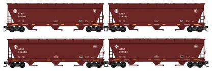 Micro - Trains Line 983 00 237 N, 3 Bay Covered Hopper, Elongated Hatches, 4 - Pack, Atchison Topeka and Santa Fe, ATSF, 314003, 314399, 314400, 314534 - House of Trains