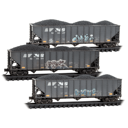 Micro-Trains Line 983 05 104 N, 100 Ton Open Hopper, 3-Pack, Weathered,NS - House of Trains
