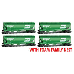 Micro - Trains Line 993 00 226 N, 3 Bay Covered Hopper, 4 - Pack, BN, Foam Cradle - House of Trains